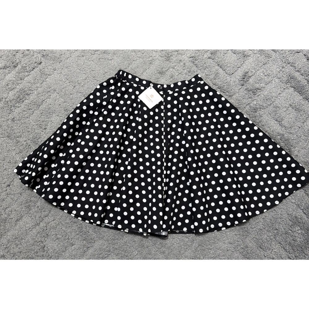 Black Butterfly Retro Black and White Polka Dot Swing Skirt Girls 9-10 NWT